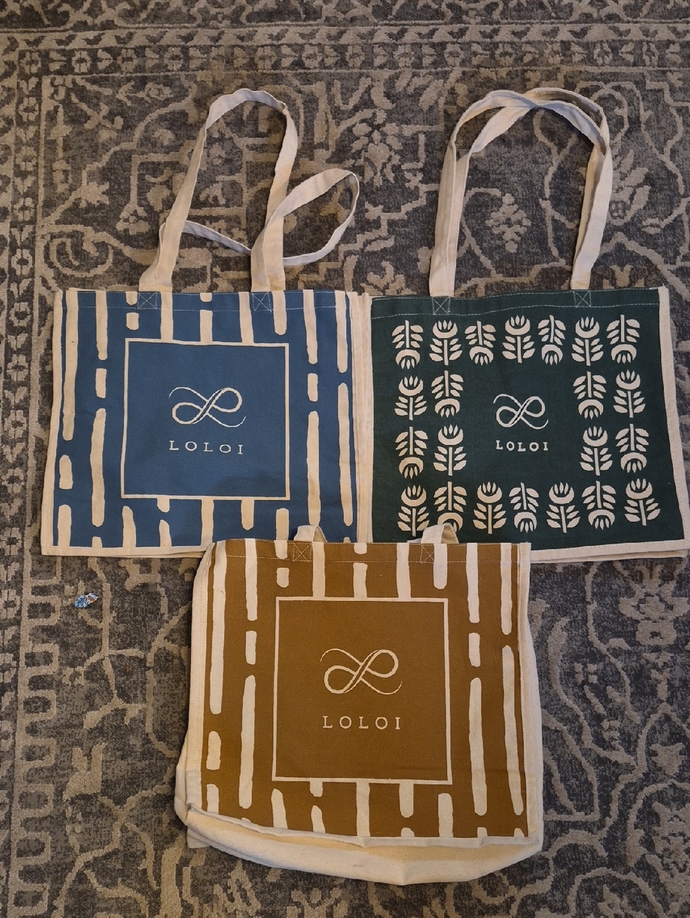 LOLOI Canvas Tote‎ Bag - Blue, Green, and Brown Options